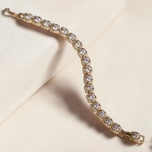 Nur Silver Işıltılı Baget Taşlı Çelik Bileklik - NUR-BL92493