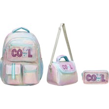 Waddell Lisanslı Cool Renkli Yazı Ilkokul Sırt Çantası,termal Beslenme Çantası ve Kalemlik Üçlü Set