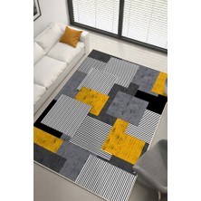Lioara Home Siyah Modern Baskılı Halı – Modern, Kaymaz Taban, Salon & Oturma Odası Için Halı