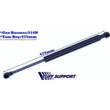 Tuff Bagaj Amortisörü Renault Clıo Iv 13 (UZUNLUK=475MM BASINÇ=510N) (2 Ad )