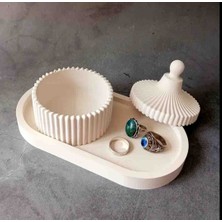 Decor Shops ​modern ve Şık Dekoratif Oluklu Takı Kutusu ve Sunum Tepsisi Seti