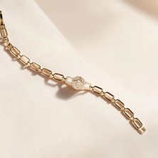 Nur Silver Aura Gold Zincir Bileklik - NUR-BL92503