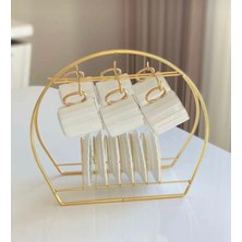 Gold Fincan Askılığı Mutfak Düzenleyici Dekoratif Fincanlık