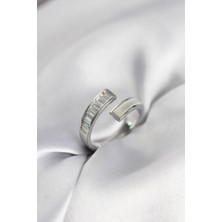 Youday Accessories Gümüş Renk Sedefli Baget Zirkon Taşlı Kadın Yüzük