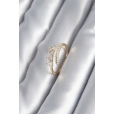 Youday Accessories Pirinç Gold Renk Kalp Zirkon Taş Detay Kadın Yüzük