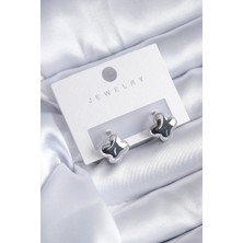 Youday Accessories Gümüş Renk Yonca Model Pirinç Kadın Küpe