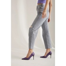 Ayakkabı Prensi Urbane Mor Mat 8 cm Stiletto, Topuklu Ayakkabı Kadın