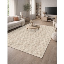 Lioara Home Krem Modern Baskılı Halı – Modern, Kaymaz Taban, Salon & Oturma Odası Için Halı