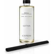 Capeso Cotton-Pamuk 250 ml Çubuklu Oda Kokusu Yedek Şişe (Refill) – 5 Adet Çubuk Seti Dahil