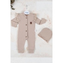 Herşey Trend Herşeytrend Boydan Düğmeli Şapkalı % 100 Pamuk Kız Bebek Tulumu
