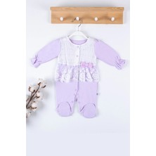 Herşey Trend Herşeytrend Gofralı Fransız Güpürlü % 100 Pamuk Kız Bebek Tulumu