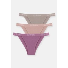 Suwen 3\'lü Pamuklu Lastikli Normal Bel Slip Külot
