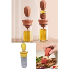 İndecor Houseware Hazneli Silikon Yağ Sos ve Yumurta Fırçası Yağ Fırçası Yağlık Silikon Fırçalı Yağdanlık - Kırmızı