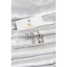 Mercansa Pirinç Gümüş Renk Çiçek Model 3'lü Kadın Küpe