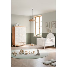 Setay Tetri Meşe Çocuk Odası, Tetri Meşe 3 Kapaklı Dolap, Krem Athena Büyüyen Beşik