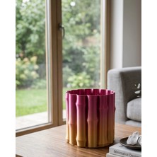 Mercansa Modern 3D Baskı Mor Sarı Vazo Ev Ofis Dekorasyon Şık Tasarım