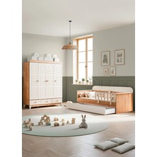 Setay Tetri Meşe Çocuk Odası, Tetri Meşe 4 Kapaklı Dolap, Vizyon Meşe Yavrulu Karyola