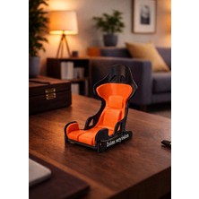 Boyahane Isim-Soyisim Yarış Koltuğu Tasarımlı Telefon Standı Ergonomik Masaüstü Tutucu Dekoratif Şık Stand