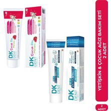 DKDENT Ahududu Aromalı Çocuk Diş Macunu 50 ml + Klasik Ekstra Beyazlık Florürsüz Yetişkin Diş Macunu 75 ml