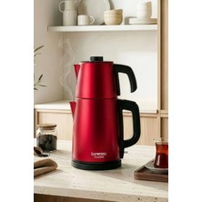 Lorenzo Teazen Çelik Çay Makinesi Su Isıtıcısı Kettle Otomatik Sıcak Tutma Kırmızı