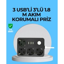 Epilons 3 Usb Çıkışlı 4’lü Akıllı Priz 2500w 2 Metre Kablo