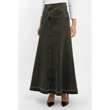 Vellichor Kadın A Form Yeşil Denim Etek
