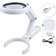 Epilons Usb Şarj Edilebilir Katlanabilir 3.5-10x Büyüteç 8 Ledli Masa Ve Eliçin  Taşınabilir Büyüteç Fs90rc