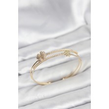 Youday Accessories Pirinç Gold Renk Yonca Model Kadın Bileklik