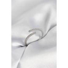 Youday Accessories Gümüş Renk Zirkon Taşlı Yılan Tarz Kadın Yüzük