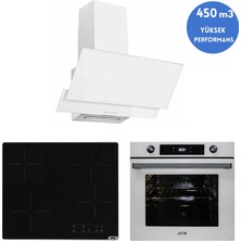 Afm Tech /  Fuomi Dijital Elektrikli Vitroseramik Beyaz Ankastre Set ( V6-04 + FM3301 + FM7701 )