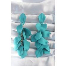 Youday Accessories Pirinç Turkuaz Renk Sallantılı Yaprak Model Küpe