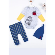 Herşey Trend Herşeytrend Cep Nakışlı Bear Desenli 3'lü % 100 Pamuklu Erkek Takım