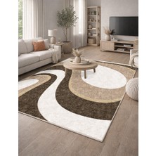 Lioara Home Retro Modern Desen Dijital Baskılı Halı – Kaymaz Taban, Leke Tutmaz, Salon & Oturma Odası Için