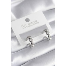 Youday Accessories Pirinç Gümüş Renk Zirkon Taşlı Kadın Küpe