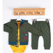 Herşey Trend Herşeytrend Cep Desenli Kapişonlu % 100 Pamuk Hırkalı 3'lü Erkek Takım