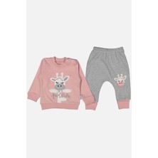 Herşey Trend Herşeytrend Zürafa Nakışlı % 100 Pamuk Kız Bebek Takımı