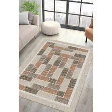 Lioara Home Krem/kahverrengi Modern Dijital Baskılı Halı – Modern, Kaymaz Taban, Salon & Oturma Odası Için Halı