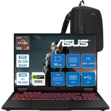Asus Tuf Gaming A16 FA608UH Ryzen 7 260 Aı 32GB Ddr5 1tb Ssd+1tb SSD 16-Inch 8GB/RTX5050 115W, 1920 x 1200, Wuxga SRGB:100% 165Hz 3ms IPS Freedos Gaming Laptop ZRV099WF12+ZETTAÇANTA