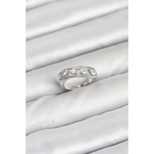 Youday Accessories Pirinç Gümüş Renk Zirkon Taşlı Kadın Yüzük