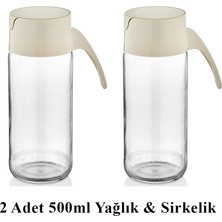 Lemmoni  Qlux 2li Cam Yağdanlık Seti Yağlık & Sirkelik 500ML