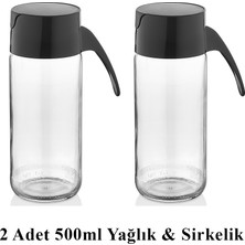 Lemmoni  Qlux 2li Cam Yağdanlık Seti Yağlık & Sirkelik 500ML