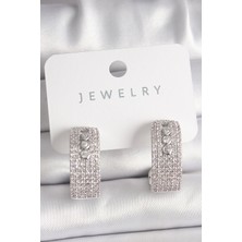 Youday Accessories Pirinç Gümüş Renk Zirkon Taşlı Halka Messika Model Kadın Küpe