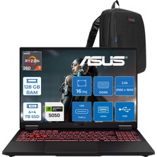 Asus Tuf Gaming A16 FA608UH Ryzen 7 260 Aı 128GB Ddr5 4tb SSD +4tb SSD 16-Inch 8GB/RTX5050 115W, 1920 x 1200, Wuxga SRGB:100% 165Hz 3ms IPS Freedos Gaming Laptop ZRV099WF56+ZETTAÇANTA
