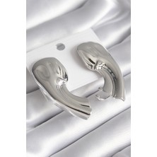 Youday Accessories Pirinç Gümüş Renk Işlemeli Kadın Küpe