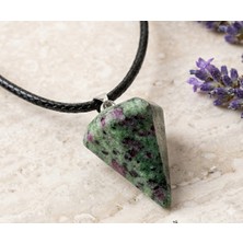 Kaya ve Demir Anyolit Taşı Doğal Kristal Kolye - Şifa ve Enerji