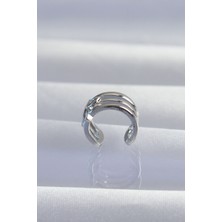 Youday Accessories Pirinç Gümüş Renk Yonca Earcuff Küpe