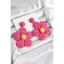 Youday Accessories Pirinç Pembe Papatya Model Gold Renk Kadın Hasır Küpe