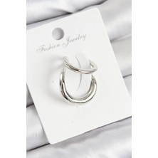 Youday Accessories Pirinç Halka Model Gümüş Renk Sağ Kıkırdak Küpe