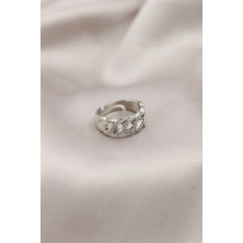 Youday Accessories Gümüş Renk Metal Zincir Model Taşlı Kadın Yüzük