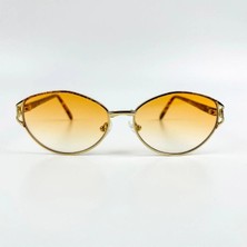 Old Space Vintage Vintage Güneş Gözlüğü – 90’lar Retro Gözlük – Gold Metal Çerçeve, Turuncu Degrade Cam